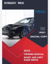 SUBARU WRX 2016 OWNERS MANUAL RHD AND LHD